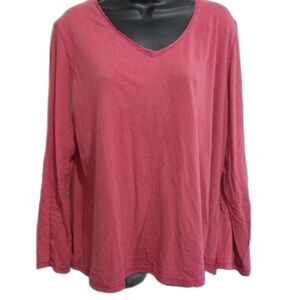 Sundance Shirt XL Women's Pink V-Neck Top Barbiecore feminine Long Sleeve Cotton